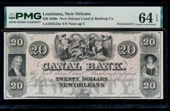 AC Obsolete Canal Bank of New Orleans, Louisiana $20 PMG 64 EPQ LA 105 G34a