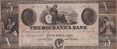 1861 Obsolete Five Dollars $5 Mechanics Bank Augusta Georgia Currency GA Bill