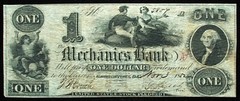 1852 $1 Mechanics Bank Georgetown DC Obsolete VF w/ Choice Eye Appeal