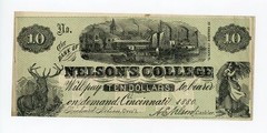 1880 $10 Nelson’s College – Cincinnati, OHIO College Currency Note