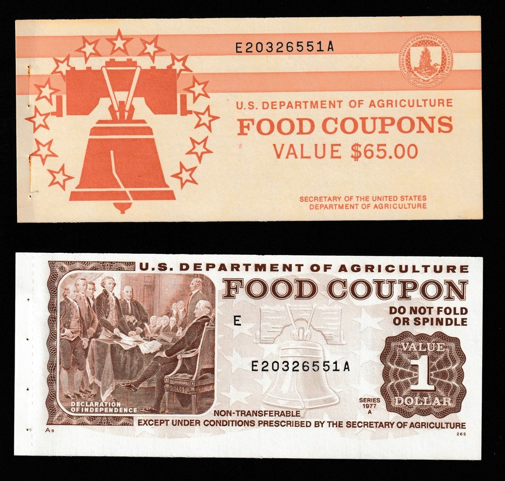 FOOD STAMP COUPON ONE $1.00 1977 A E20326551A M/C E USDA scrip TOKEN UNC