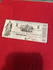 1864 State of Louisiana $1 Note Shreveport Late American Civil War Era