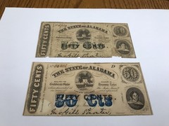 A&O-1863 Montgomery, Alabama-2 ERRORS Notes-50 Cents Green & 22nd Series-State