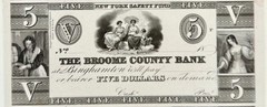 1839-41 Uncut Sheet $5 Broome County Bank Binghamton NEW YORK Banknote Proof