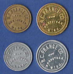 FOOD STAMP COUPON 4 HC. PRANGE CO BLUE & ORANGE TOKEN SCRIP change for food STAM