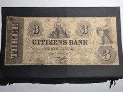 1850s $3 Citizens Bank Washington DC Obsolete Currency Note Hand Signed