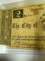 BANK NOTE OBSOLETE CURRENCY City of Portsmouth Two Dollars 1861 WN-129