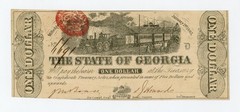 1863 Cr.12A $1 The State of GEORGIA Note – CIVIL WAR Era w/ TRAIN