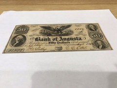 A&O-Augusta, Georgia 1835 Bank Of Augusta- $50-GA- ISSUED! NICE Spread Eagle