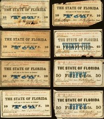 Feb. 2, 1863 10¢ (5); 25¢; 50¢ (2) State of Florida Currency Set of 8