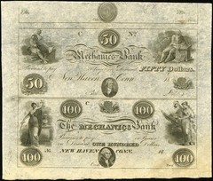 CT $50-$100 NEW HAVEN Connecticut The Mechanics Bank 1820s-50s Haxby G80 G84