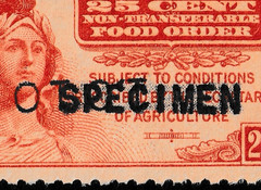 FOOD STAMP COUPON USDA TOKEN stamp ONE 25c ORANGE SPECIMEN