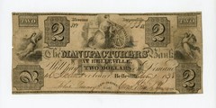 1838 $2 The Manufacturers Bank at Belleville – Belleville, NEW JERSEY Note