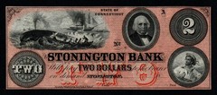 WHALE NOTE! Stonington Bank, CT 18xx $2 Beautiful GEM UNC Broken Banknote!