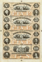 Clarksville TN – Bank of America $5-$5-$5-$10 – Obsolete Currency Sheet REPRO
