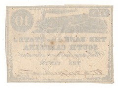 1862 10c The Bank of the State of South Carolina – AU++ Cut Cancelled