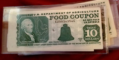 Food STAMP COUPON ONE $10.00 note scrip token USDA DATE & SERIAL WILL VERY USDA.