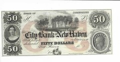 $50 City Bank of New Haven Connecticut CU BOLD Red Reverse Over Print CT C-400