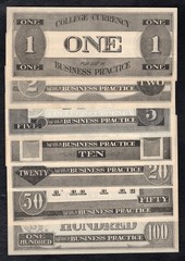 1800’s $1-$100 DENOMINATION SET COLLEGE CURRENCY BUSINESS PRACTICE NOTES