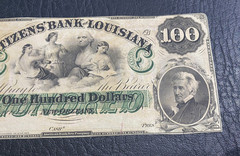 1800’s $100 THE CITIZENS’ BANK OF LOUISIANA NEW ORLEANS, LA OBSOLETE NOTE