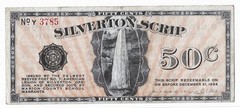 .50 Cent SILVERTON Oregon 1933, Depression Scrip