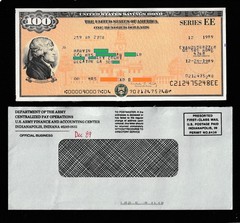 US SAVING BOND JEFFERSON $100.00 SERIES EE UNCANCELLED GREEN SEAL.