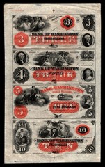 18__ $3,$4,$5&$10 Bank of Washington, North Carolina – Uncut Sheet