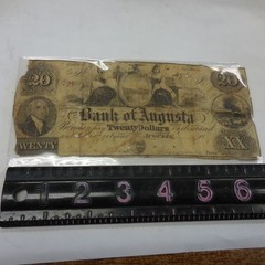 18?? Twenty Dollar $20 Bank of Augusta Note Unsigned Not Dated