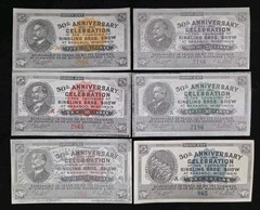1933 Complete 6pc Set Ringling Bros. Baraboo, WI 50th Anniversary 5c-1.00 Scrip