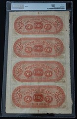 1860s $50 Uncut Sheet Shreveport Citizens Bank of Louisiana AU55 PMG 950722-10