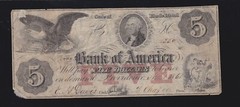 US $5 Rhode Island Bank America Providence Obsolete Currency F-VF Durland #1013