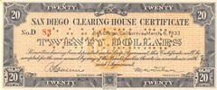 USA / S. D. Clearing House Certificate $20 3.6.1933 Series D Uncirculated LA10