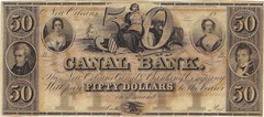 U.S. Obsolete Currency, $50 Canal Bank, New Orleans, LA Remainder Note