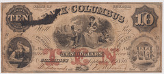 $10 The Bank of Columbus GEORGIA Obsolete Bank Note Ten Dollar GA Bill Currency