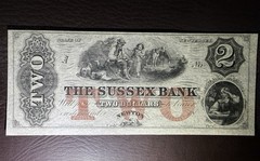 1850s $2 The Sussex Bank Newton New Jersey Obsolete Banknote Remainder Note CU
