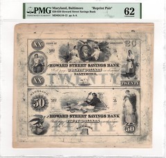 $20-$50 Howard Street Savings Bank Baltimore MD Reprint Pair PMG UNC 62