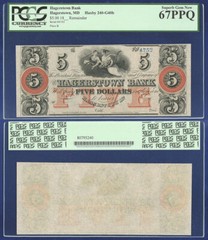 USA HAGERSTOWN BANK MD $5 PCGS CURRENCY SUPERB GEM 67PPQ