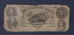 $1 Merchants Bank of Trenton New Jersey Obsolete 1860 NJ Note One Dollar Bill