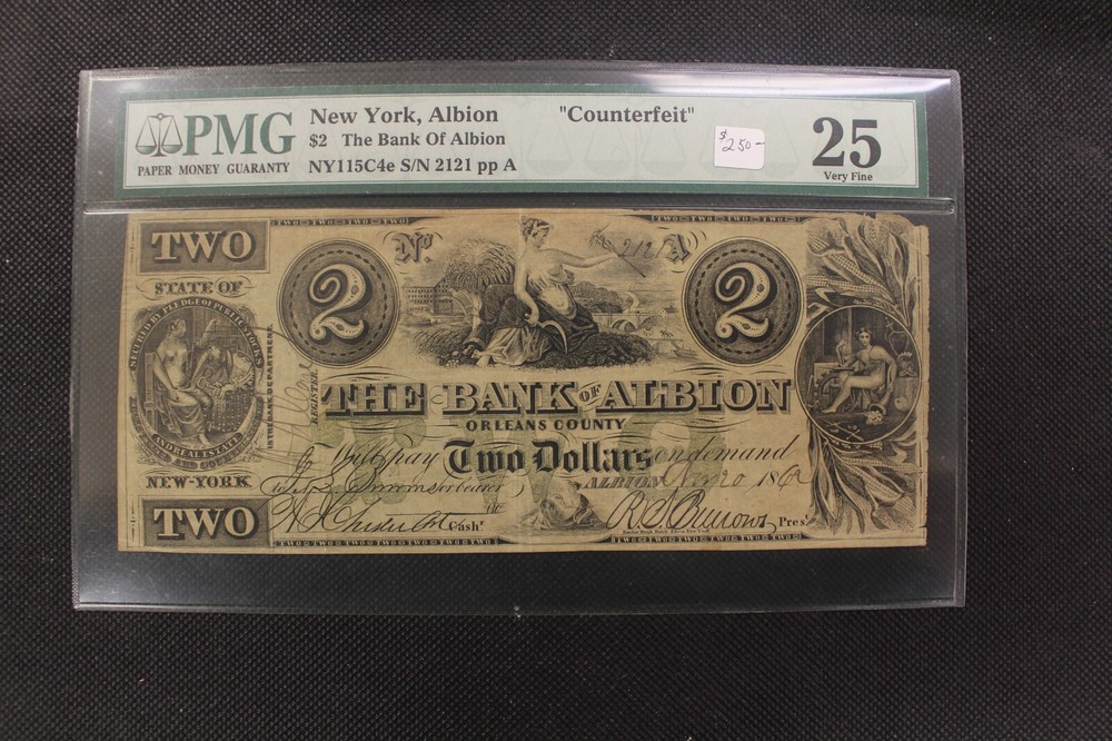 1862 Bank of Albion, NY $2 PMG 25 Contemporary Counterfeit