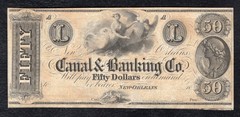 1800’s $50 NEW ORLEANS CANAL & BANKING CO. LOUISIANA OBSOLETE NOTE UNCIRCULATED