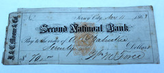 2) 1871,69 SECOND NB F+ NICE CRISP PAID LARGE BRIGHT CHECK REVENUE STAMP