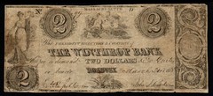 $2 1838 SCARCE WINTHROP BANK ROXBURY, MA Broken Banknote!
