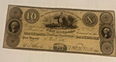Susquehanna Bridge&Bank Co Port Deposit Maryland 1832 $10 . scarce issue. F/ VF