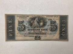 ~1850’s $5 Five Dollars Citizens Bank of Louisiana Uncirculated Unc – LA15G12c