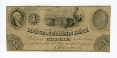 1852 $1 The Southern Manufacturers Bank – Washington, D.C. Note
