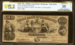 $100 Apr. 1, 1850 Rochester NEW YORK Union Bank of Rochester PCSG 35