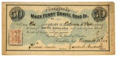 1868 Maux Ferry Gravel Road Co. Franklin IN $50 (65095OZ)