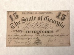 1863 State of Georgia 15 Cents Civil War Fractional Currency Unc cd