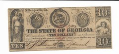 $10 1863 Red Overprint Rattler Rattle Snake Georgia Milledgeville #17257 CR8 XF