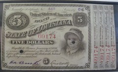 1876 five dollar Baby Bonds State of Louisiana (#38c)